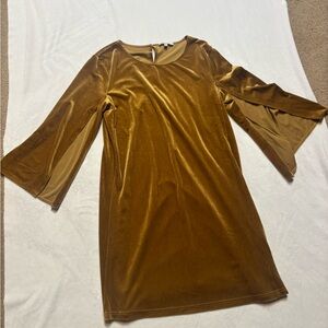 Elegant Gold Velvet Mini Dress